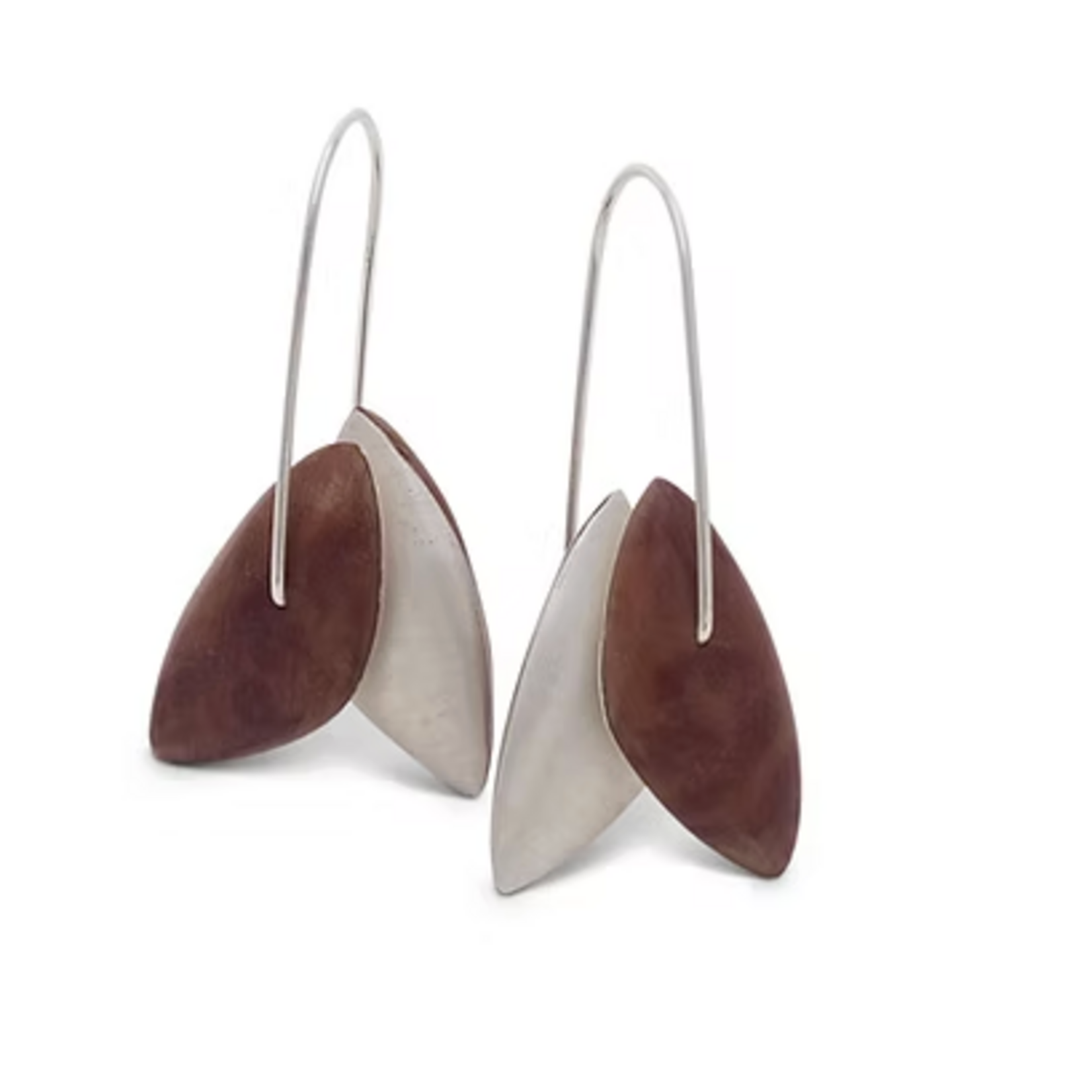 Handmade Earrings by Sarah Bourke – Wenge and Stirling Silver Blossom