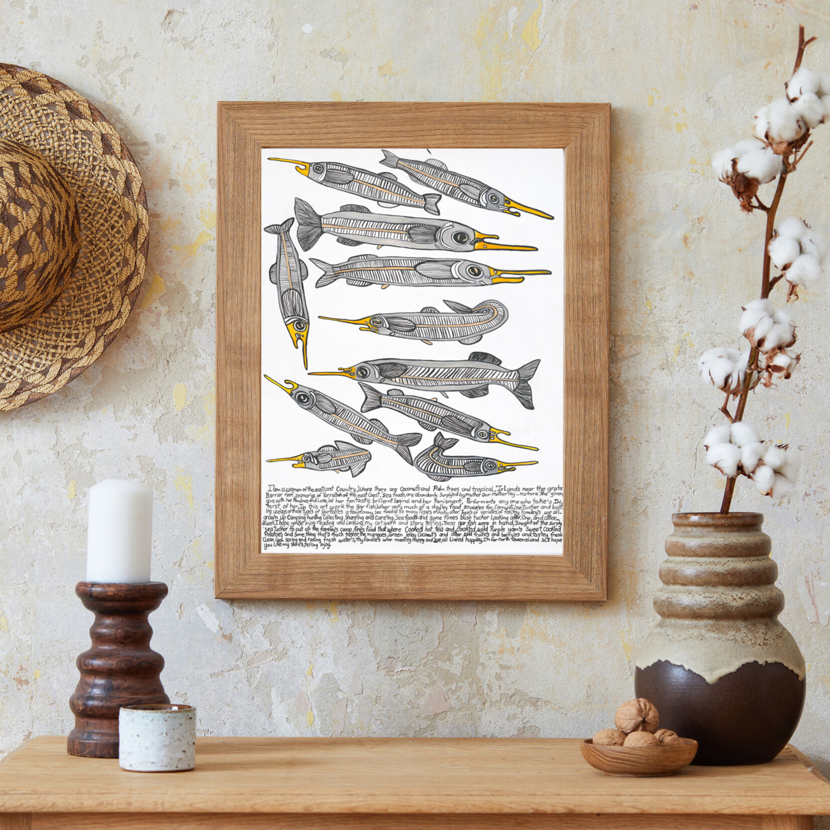 Heather Wunjarra Koowootha, Gar Fish 2024 | Open Edition Print