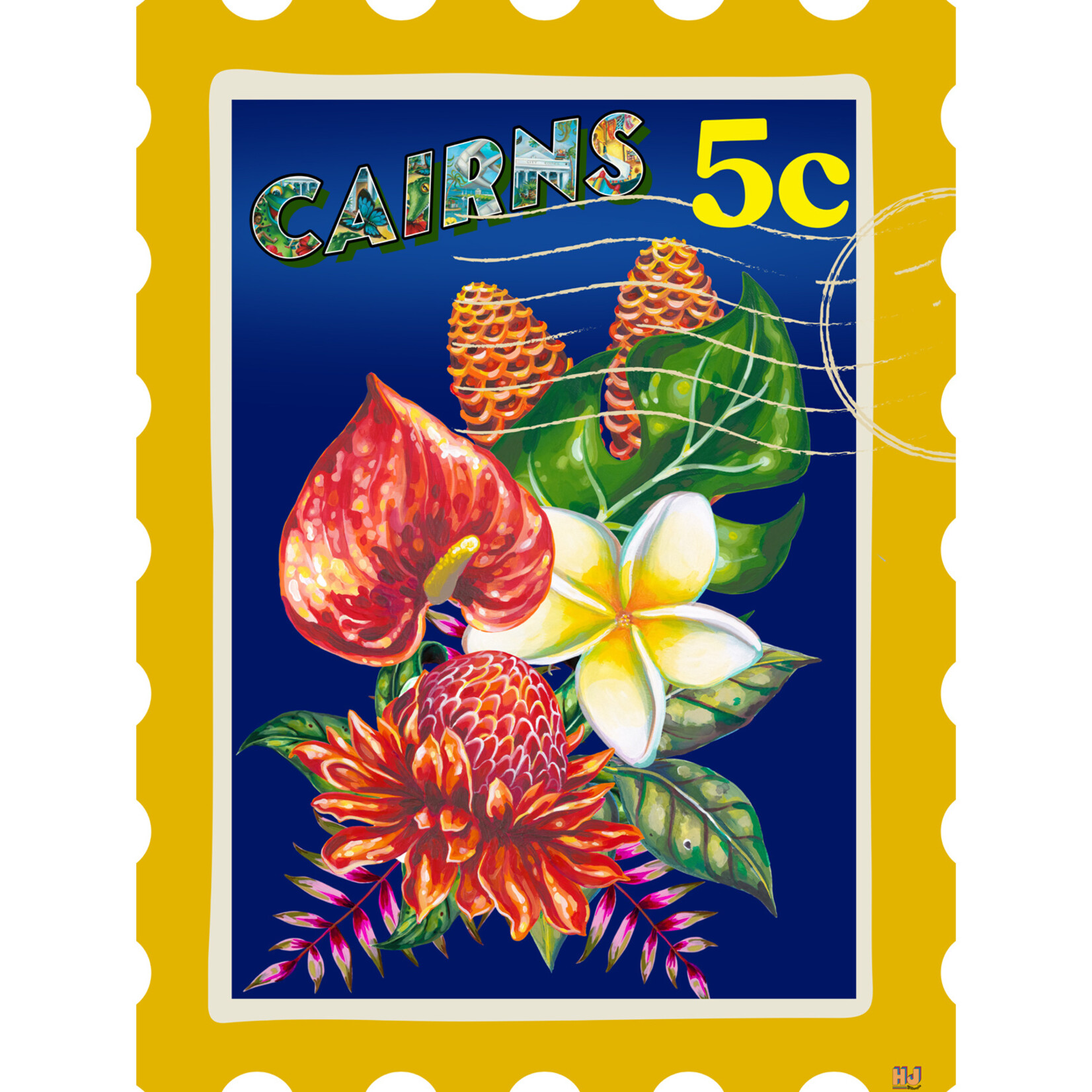 Hayley Gillespie, Tropical Flora Stamp | Tea Towel