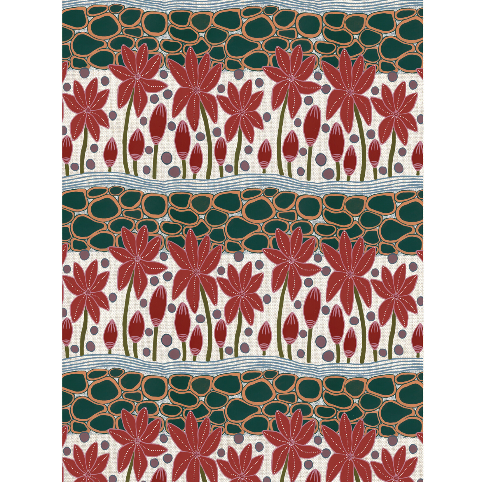 Maljah Cathy Snow, Waterlilies I, Oatmeal | Tea Towel