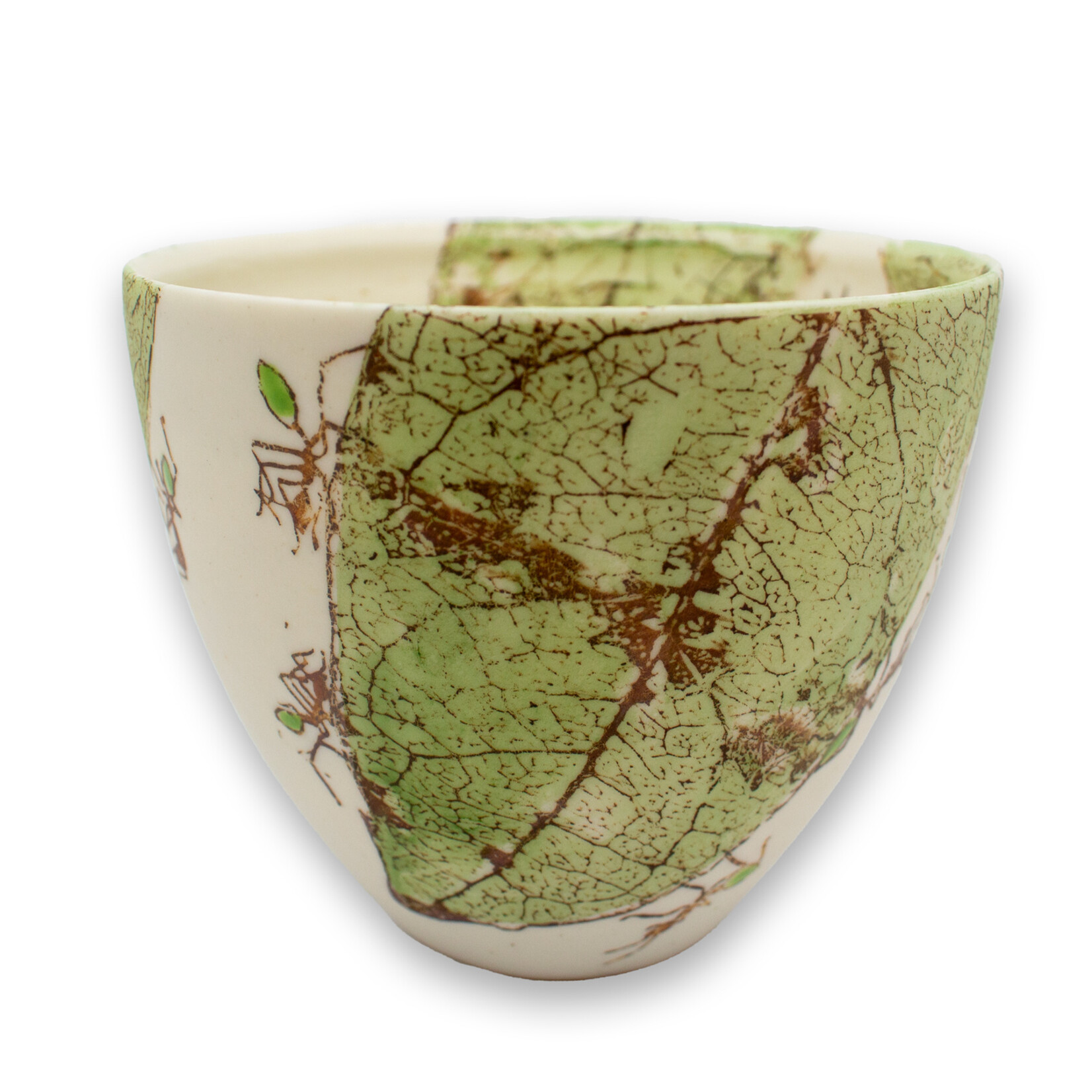 Mollie Bosworth, Green Ant Bowl with Leaves | Porcelain