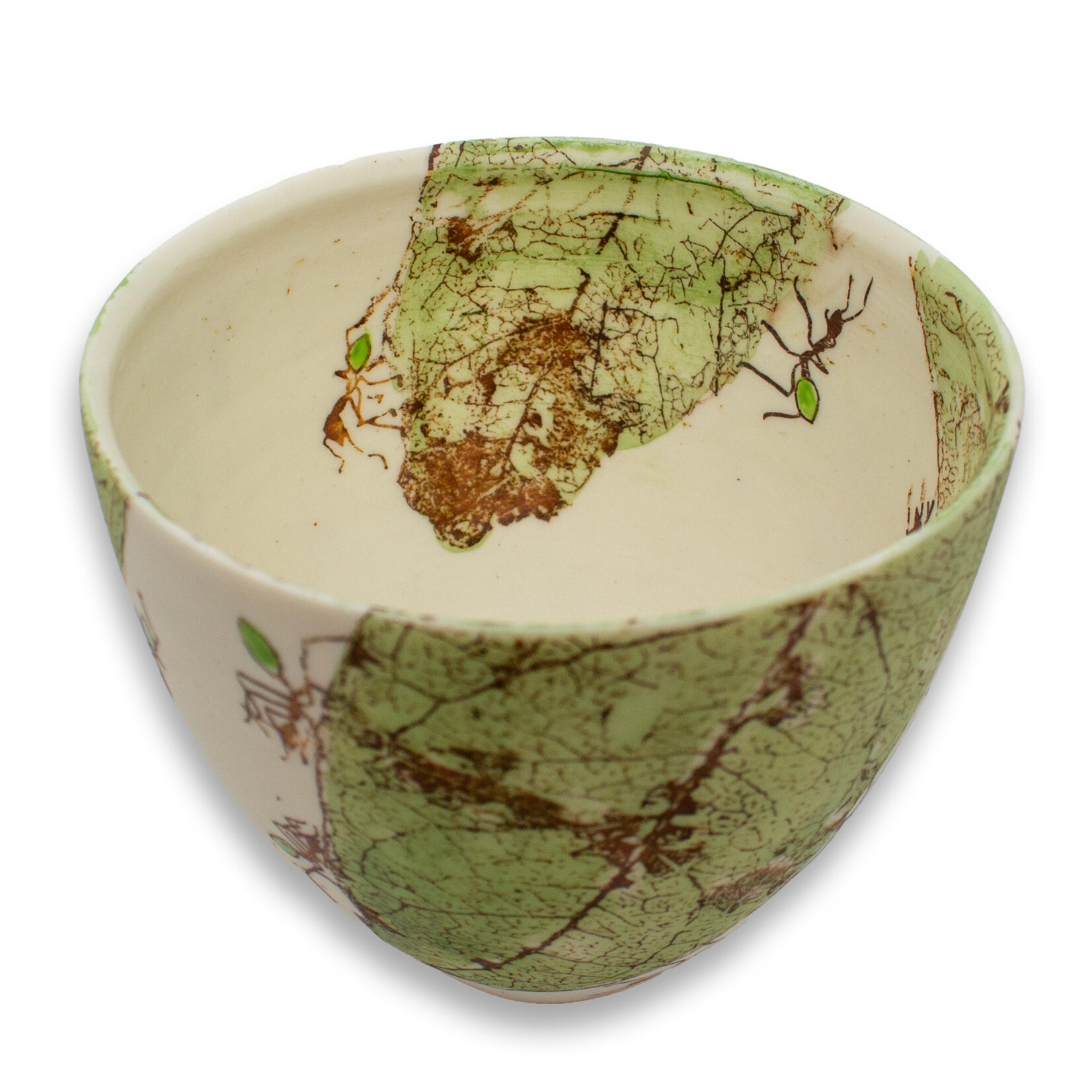 Mollie Bosworth, Green Ant Bowl with Leaves | Porcelain
