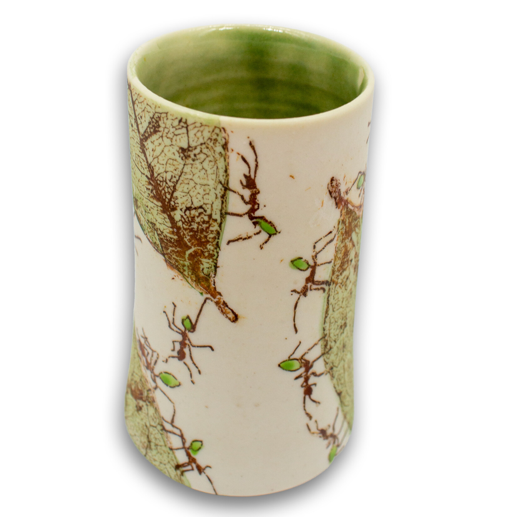 Mollie Bosworth, Green Ant Vase with Glazed Interior | Porcelain