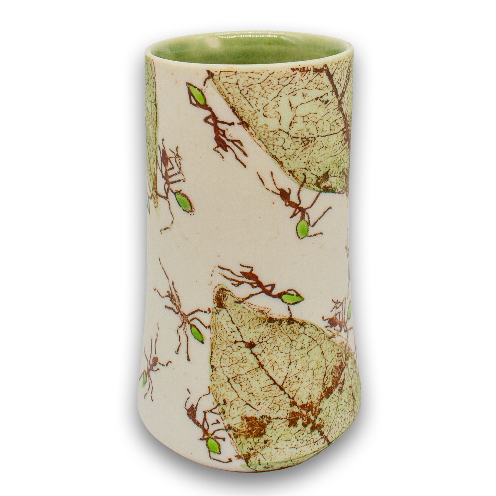 Mollie Bosworth, Green Ant Vase with Glazed Interior | Porcelain