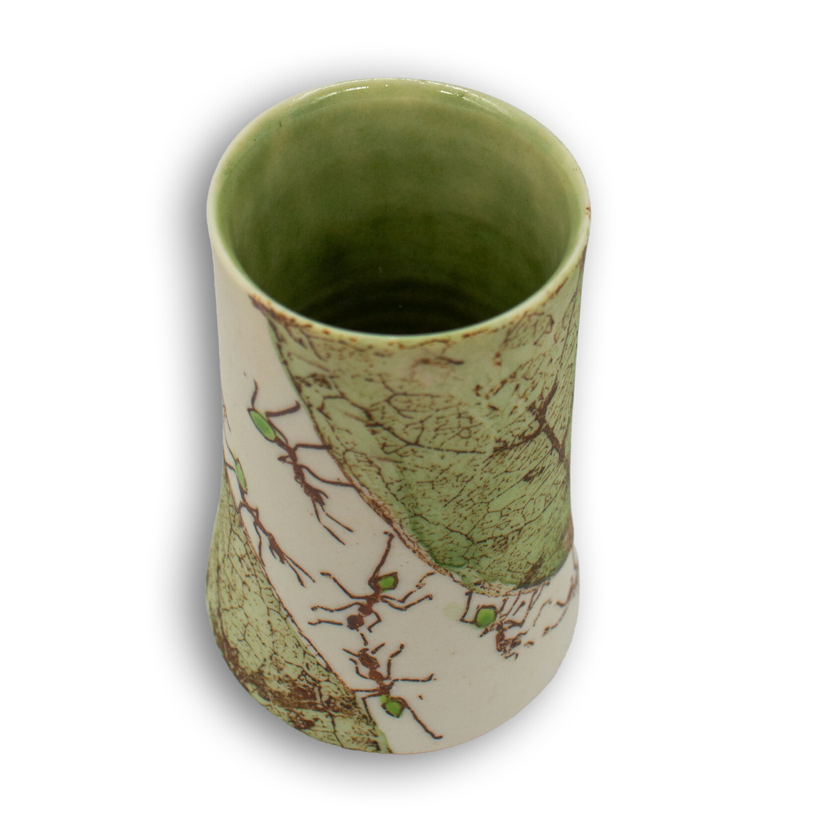 Mollie Bosworth, Green Ant Vase with Glazed Interior | Porcelain
