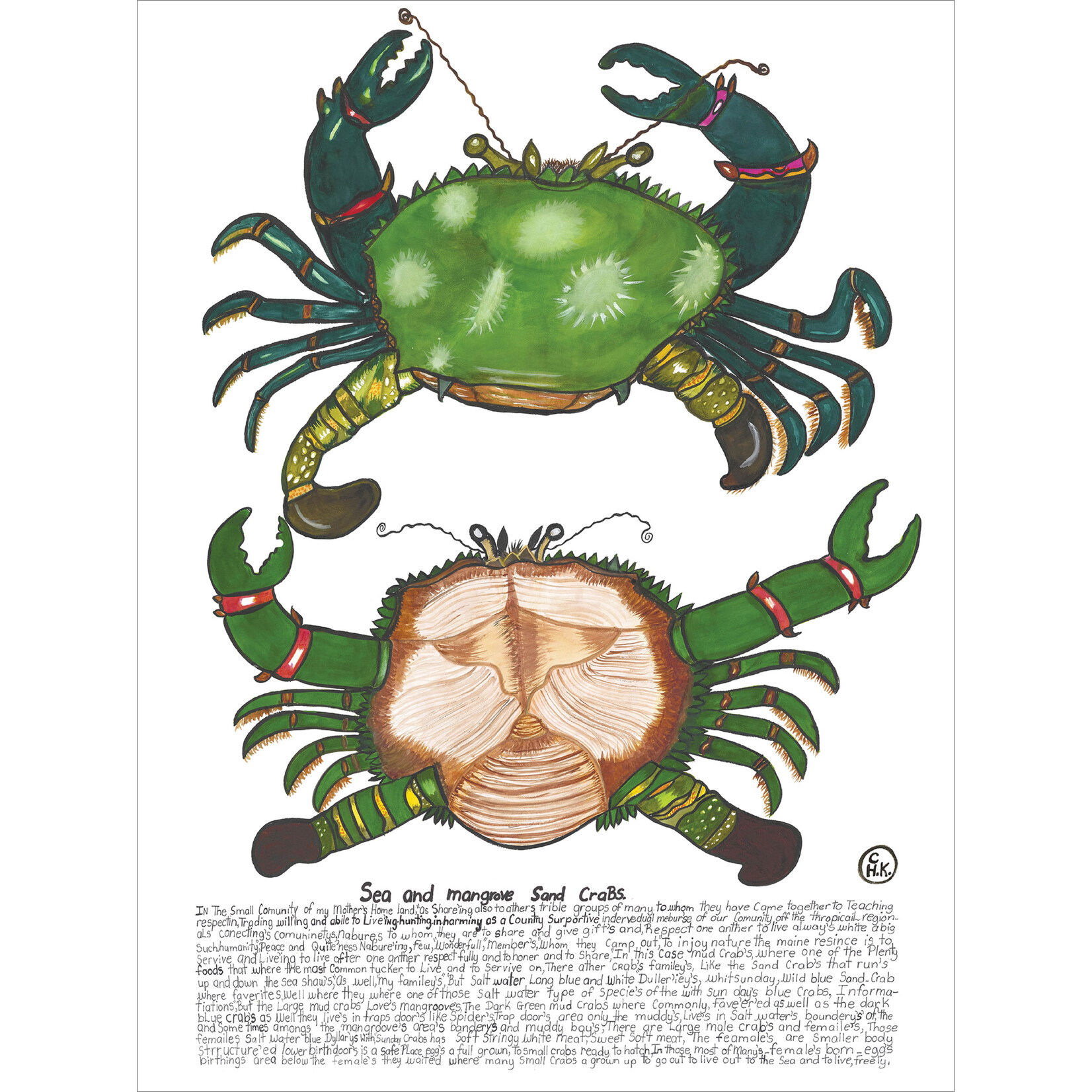 Heather Wunjarra Koowootha, Sea and Mangrove Sand Crabs | Tea Towel