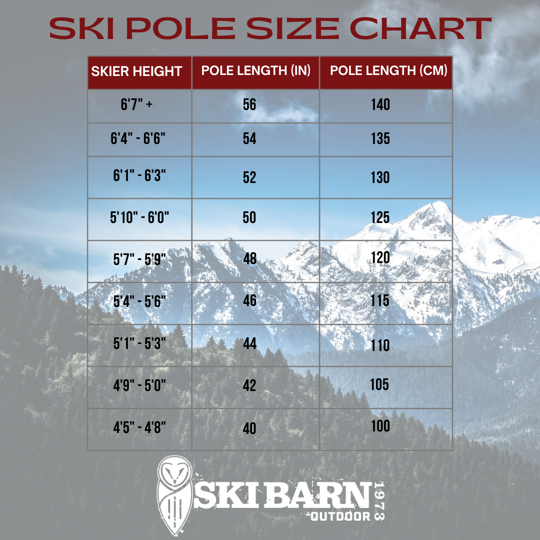 ski pole sizing chart