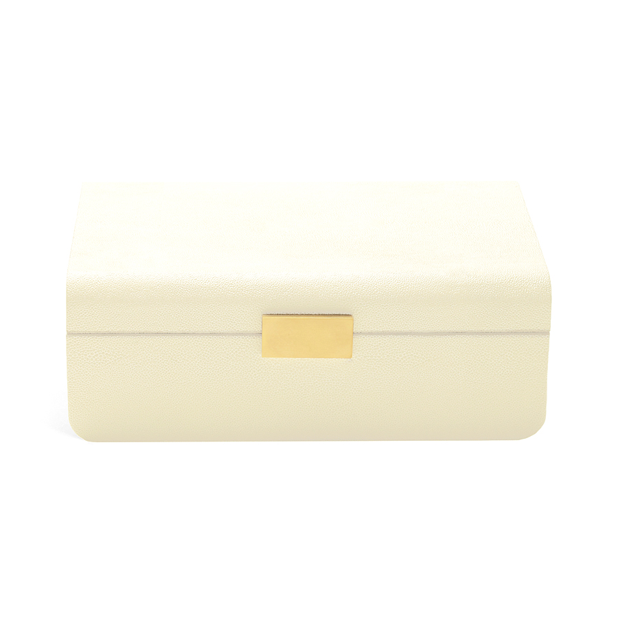 AERIN AERIN MODERN SHAGREEN JEWELRY BOX CREAM