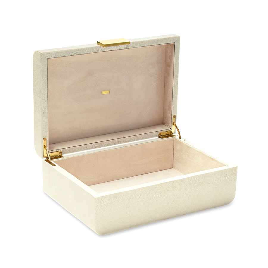 AERIN AERIN MODERN SHAGREEN JEWELRY BOX CREAM