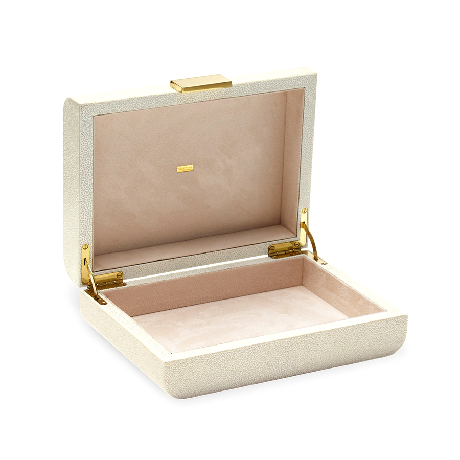 AERIN AERIN MODERN SHAGREEN JEWELRY BOX CREAM