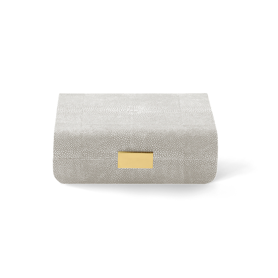 AERIN AERIN MODERN SHAGREEN JEWELRY BOX DOVE LONGORIA COLLECTION