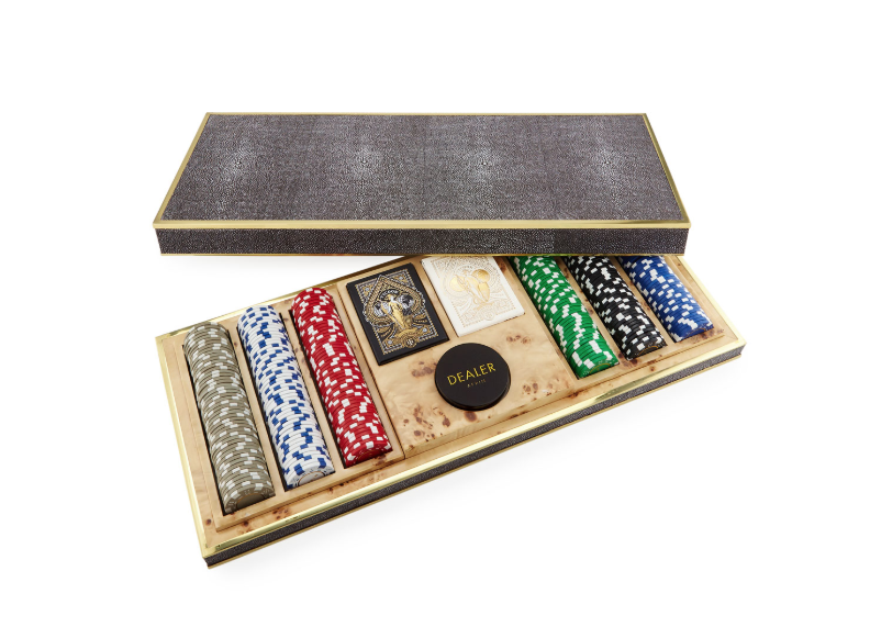 AERIN AERIN CHOCOLATE SHAGREEN POKER SET