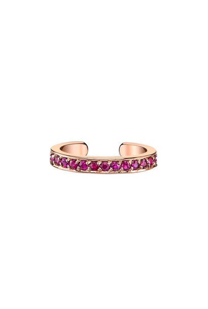 18K SINGLE ROW PINK SAPPHIRE EAR CUFF