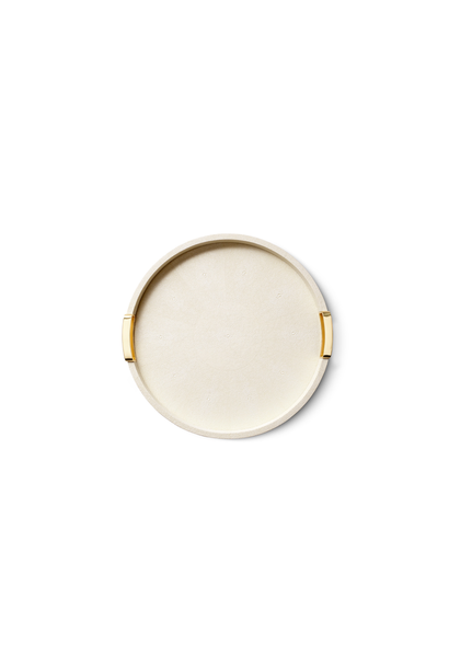 AERIN AERIN CARINA CREAM SHAGREEN SMALL ROUND TRAY