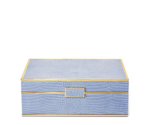 AERIN CLASSIC CROC LRG JEWELRY BOX HYDRA BLUE