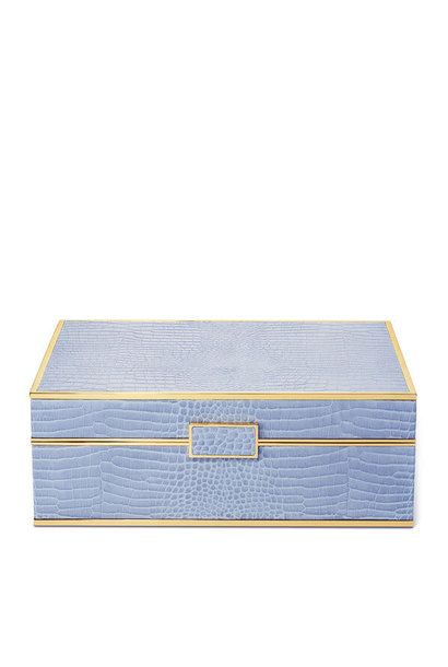 AERIN CLASSIC CROC LRG JEWELRY BOX HYDRA BLUE