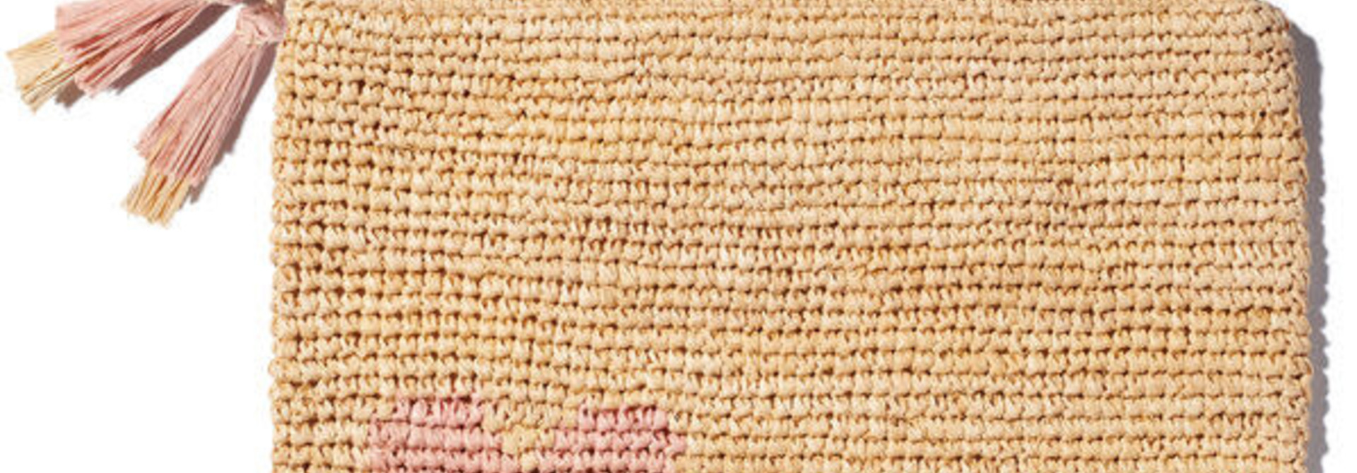 RAFFIA POUCH PINK LARGE