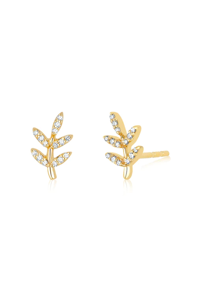 DIAMOND LEAF STUD PAIR