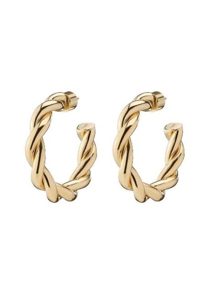 MINI DOUBLE TWISTED LILLY HOOPS 10KYG