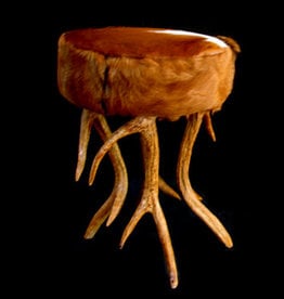 Stool, goat leather with resin Antlers