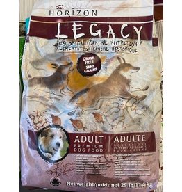 HORIZON LEGACY*Dog Food Adult -20+bpy (but 2pp) Grain Free Dog Food -  (Maroon/White bag) Chicken,Salmon, Turkey- 11.4kg 25lb 4900138  (C-CAN) -*Discontinued*
