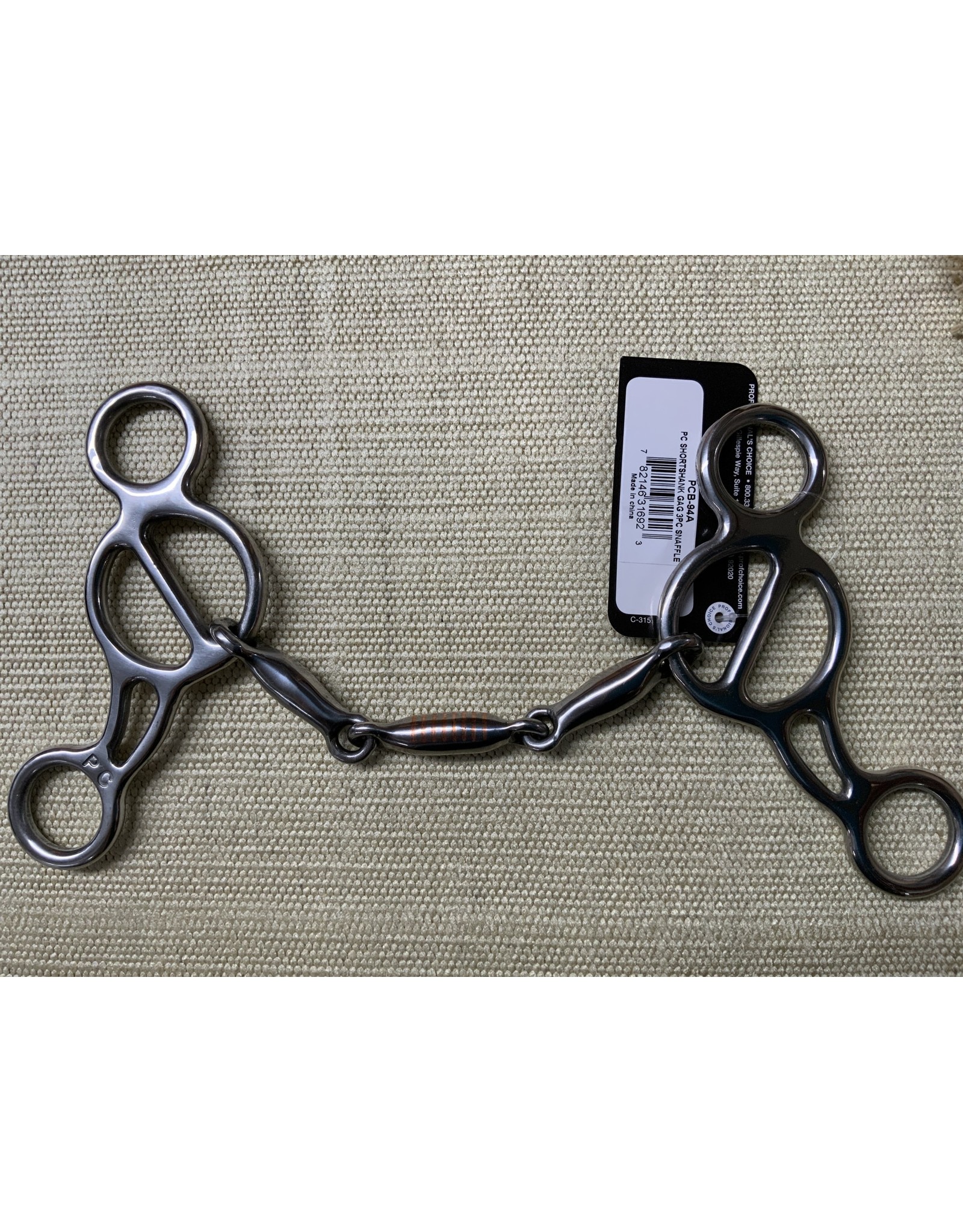 Professional's Choice Short Shank Gag Bit 3PC Snaffle PCB-94A