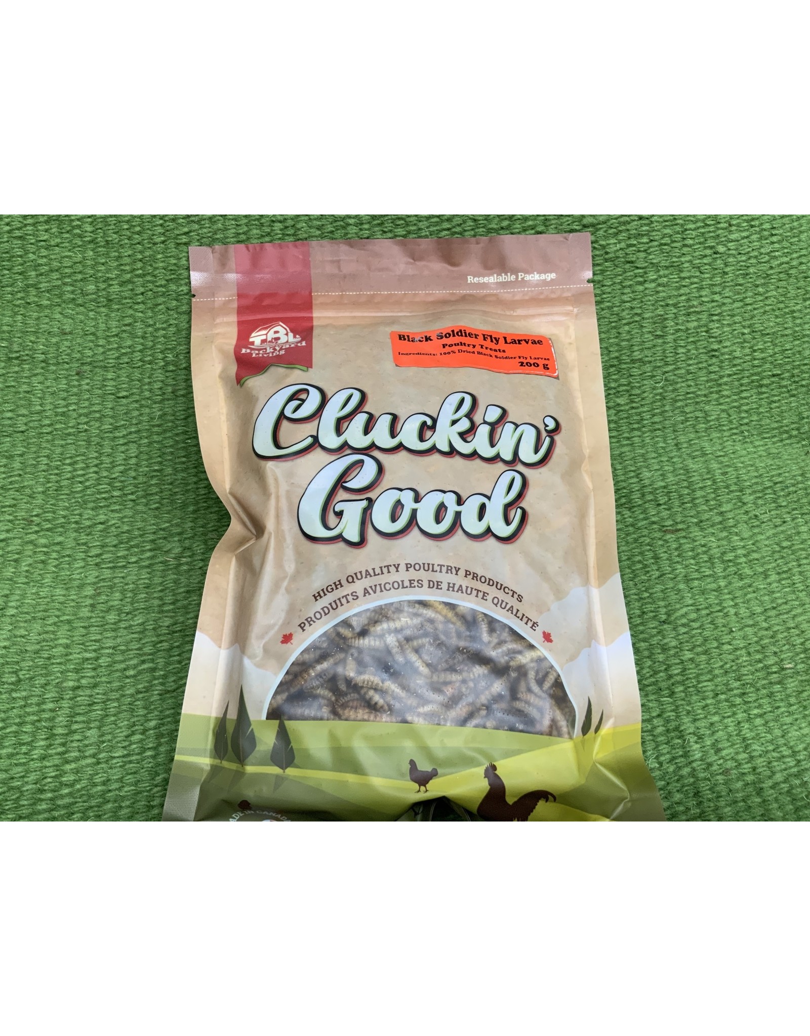 Cluckin Good  Black Soldier Fly Larvae Poultry Treats 200g  12 bags / per box - TBLCGBFL001