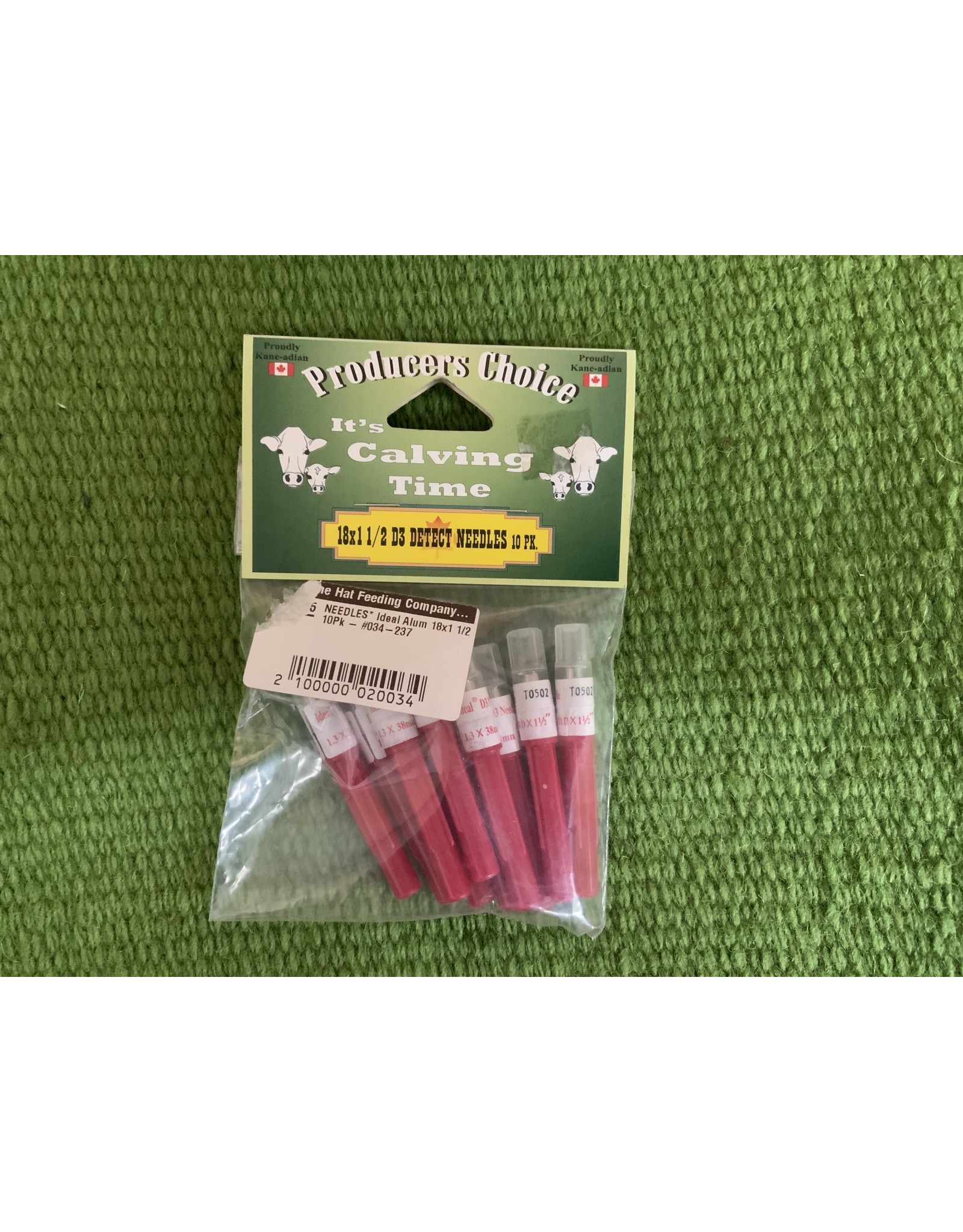 NEEDLES* Ideal D3 Alum 18x1 1/2 10Pk - #034-237    - These are detectible  so if they break they break in the animal they can be found - they are Aluminum and stronger then regular needles - they are