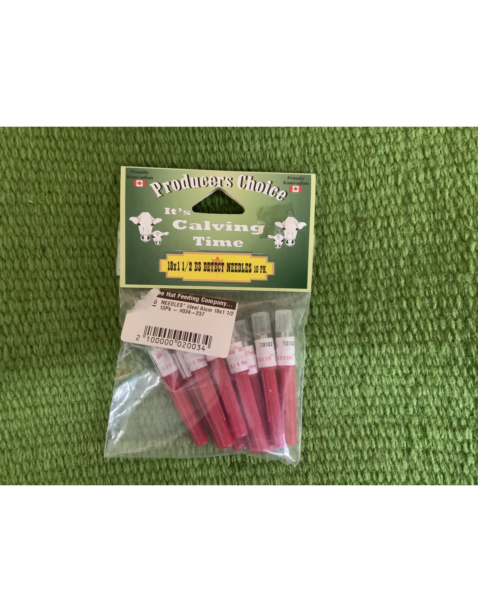 NEEDLES* Ideal D3 Alum 18x1 1/2 10Pk - #034-237    - These are detectible  so if they break they break in the animal they can be found - they are Aluminum and stronger then regular needles - they are a safety needle