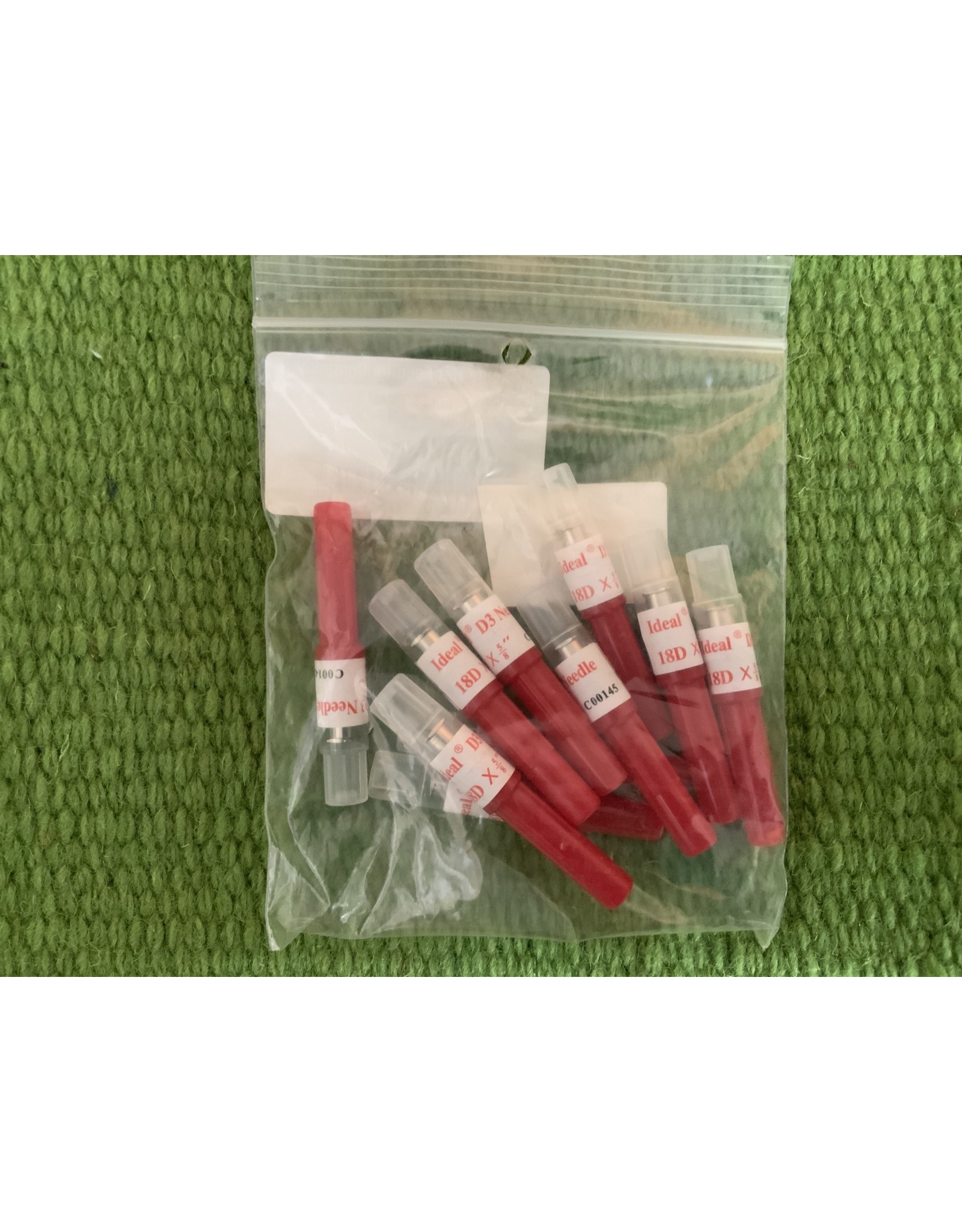 NEEDLES* Ideal D3 Alum 18x5/8 10pk - #034-235    - These are detectible  so if they break they break in the animal they can be found - they are Aluminum and stronger then regular needles - they are a safety needle