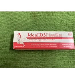 BOX NEEDLES* Ideal D3 Needle 20x1/2 100pk   - These are detectible  so if they break they break in the animal they can be found - they are Aluminum and stronger then regular needles - they are a safety needle
