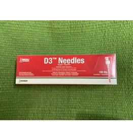BOX NEEDLES* Ideal D3 Needle 18x5/8 100pk    - These are detectible  so if they break they break in the animal they can be found - they are Aluminum and stronger then regular needles - they are a safety needle034-225