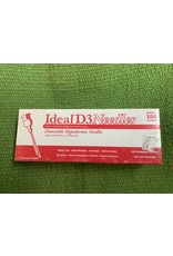 BOX NEEDLES* Ideal D3 Needle 18x1 1/2 100pk    - These are detectible  so if they break they break in the animal they can be found - they are Aluminum and stronger then regular needles - they are a safety needle
