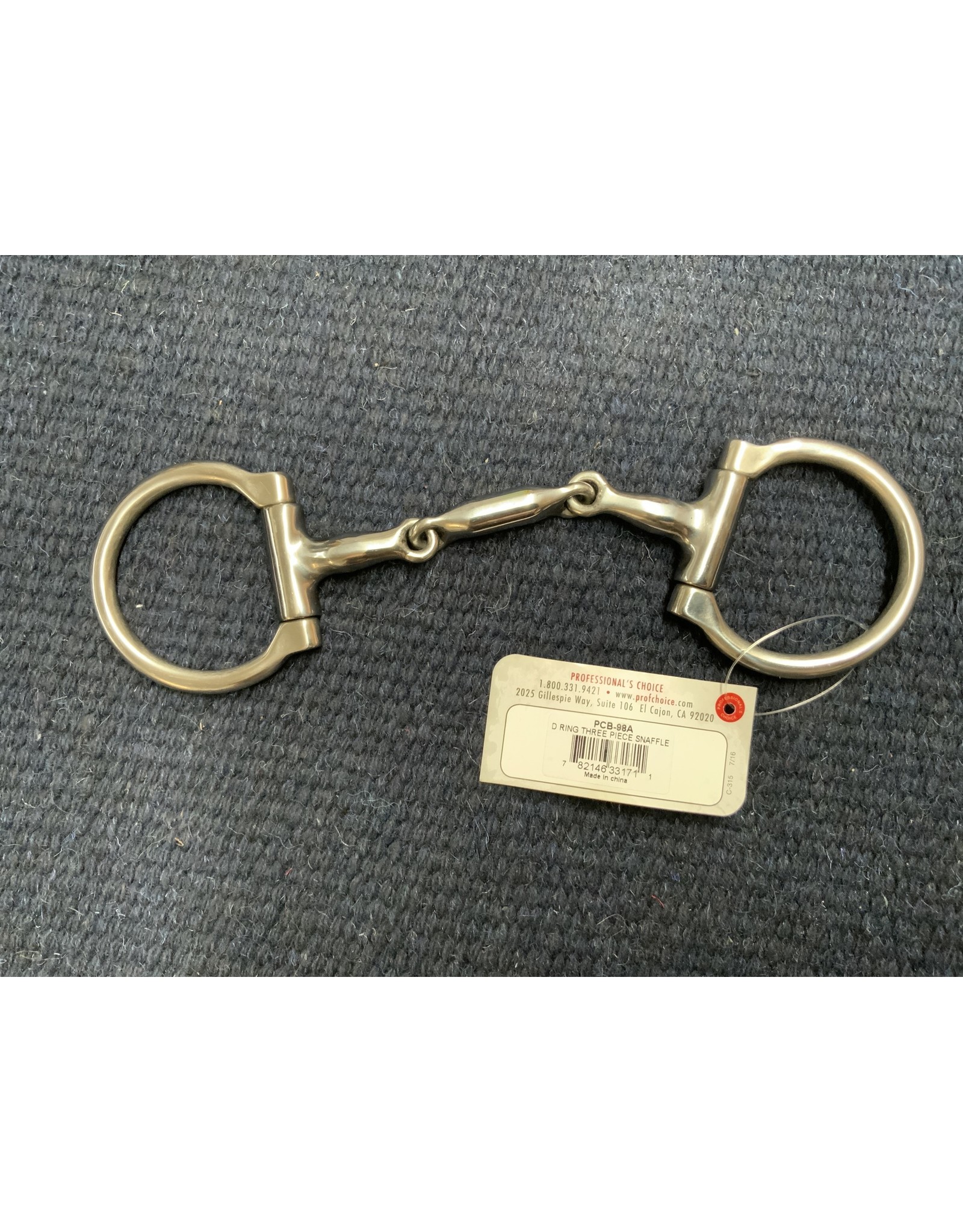 BIT* D Ring Three Piece Snaffle Mouth 5.25 Rings 2.5" PCB-98A