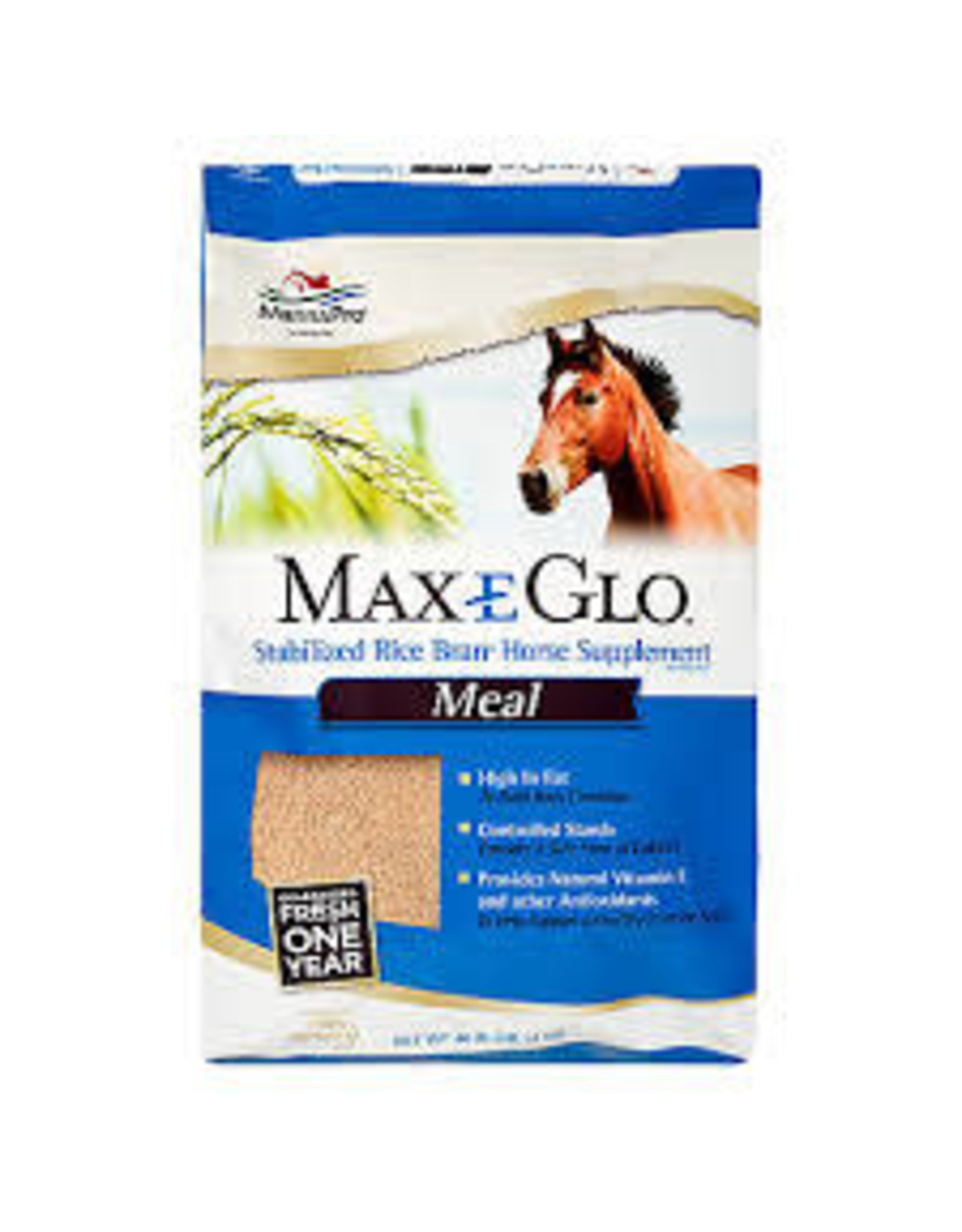 Manna Pro Max E Glo Rice Bran Meal 18kg - NSC 20% - CP 13%, Fat 18%, Fiber 8.5%  - M855- blue. IN STORE - C-Can