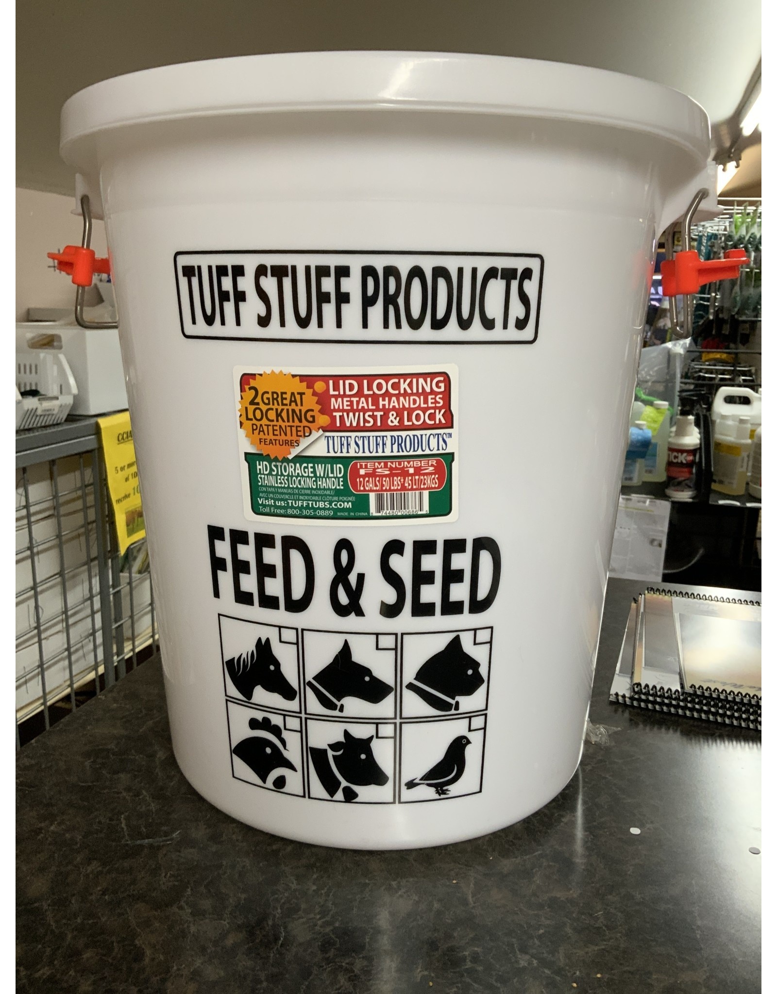 PAIL* TUFFSTUFF Feed & Seed Storage Bin w/Locking Lid  - 12gal - 679155
