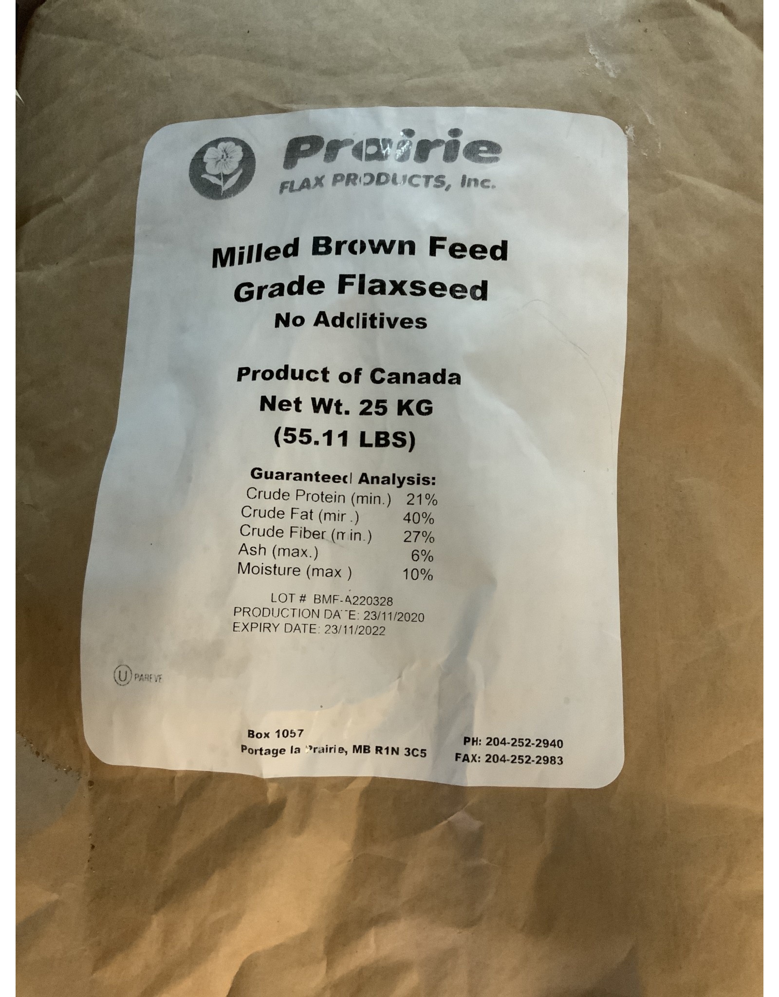 MILLED FLAX SEED - Prairie Premium - 25 KG OMEGAFLX