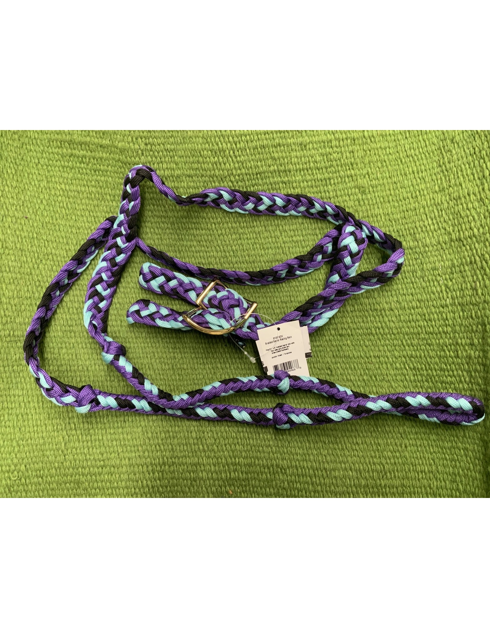 Braided Barrel Rein with Knots (Purple/Blace/Turquoise) 212102 22
