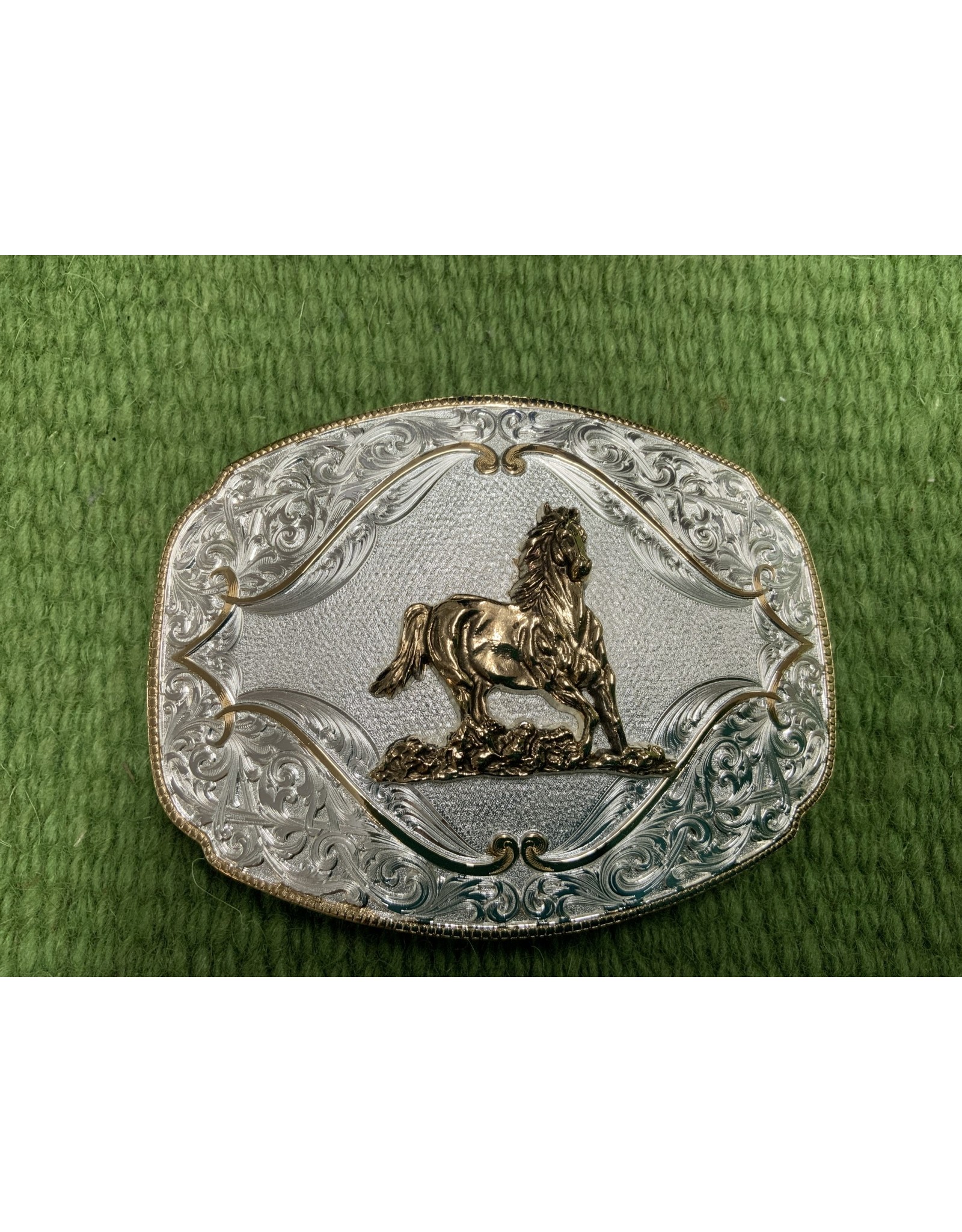 Montana Silversmith Belt Buckle- Large Rectangle Horse Figure 2920-463- 6507NF - Montana Silversmiths