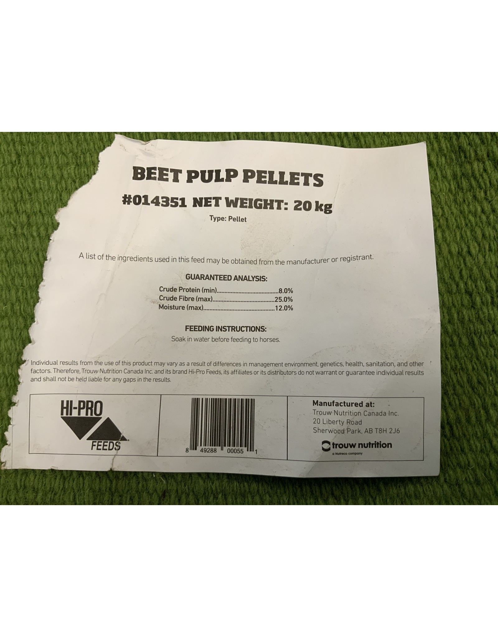 Beet Pulp Pellets 20kg  - 014351 -13355085 *Back Ordered Oct/25