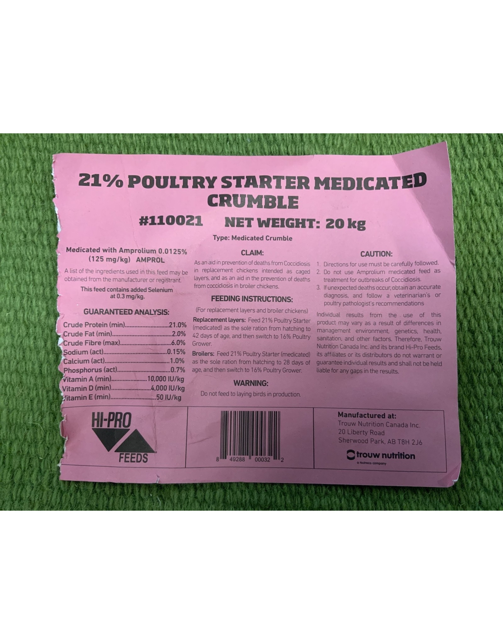 POULTRY - 21% MEDICATED CHICK STARTER 20KG - 12486755 *Back Ordered Sep25