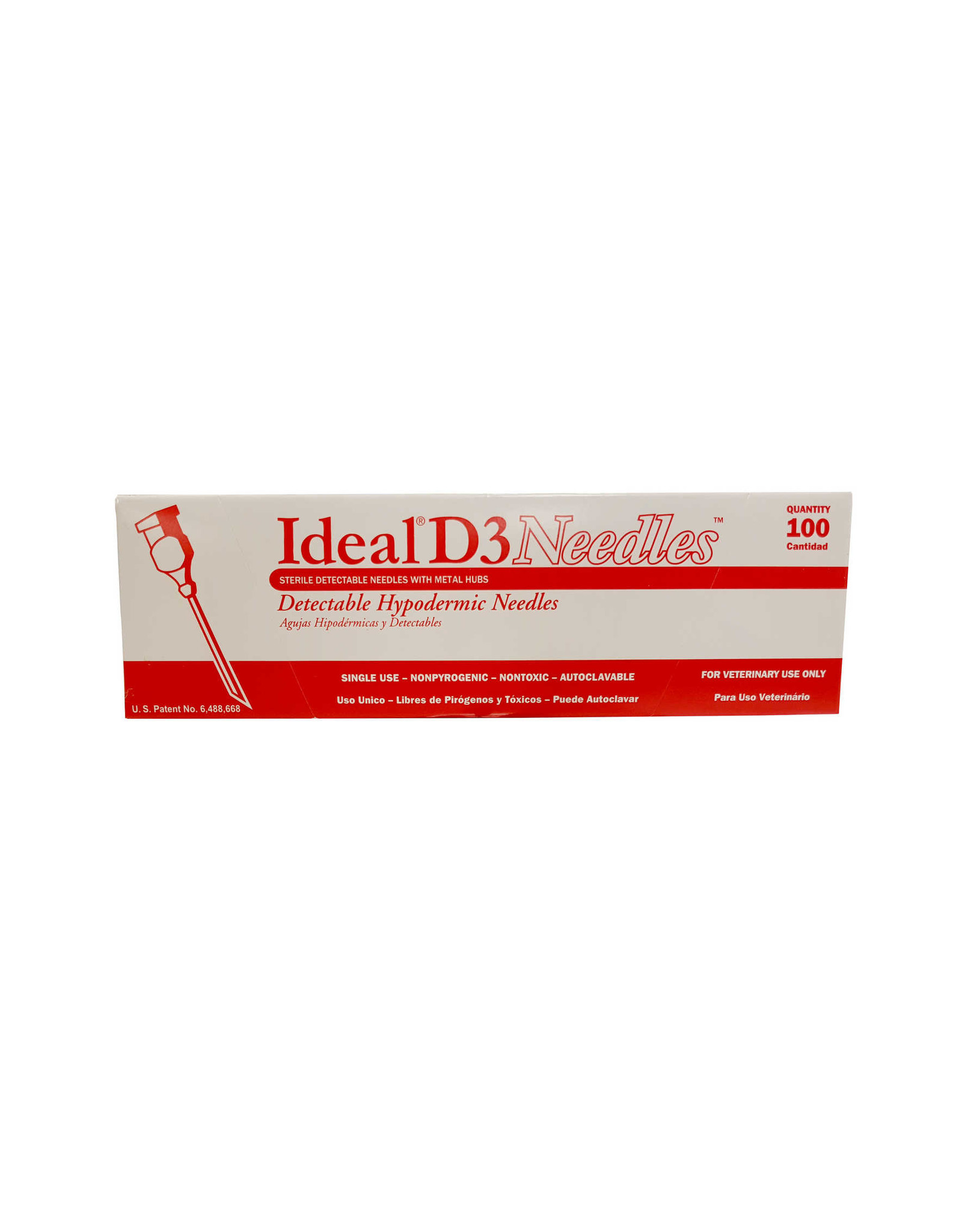 BOX NEEDLES* Ideal D3 Needle 16x5/8 100pk   034-220  - These are detectible  so if they break they break in the animal they can be found - they are Aluminum and stronger then regular needles - they ar