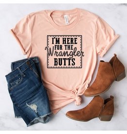 T-shirt- I'm here for wrangler butts-Sunset- Large
