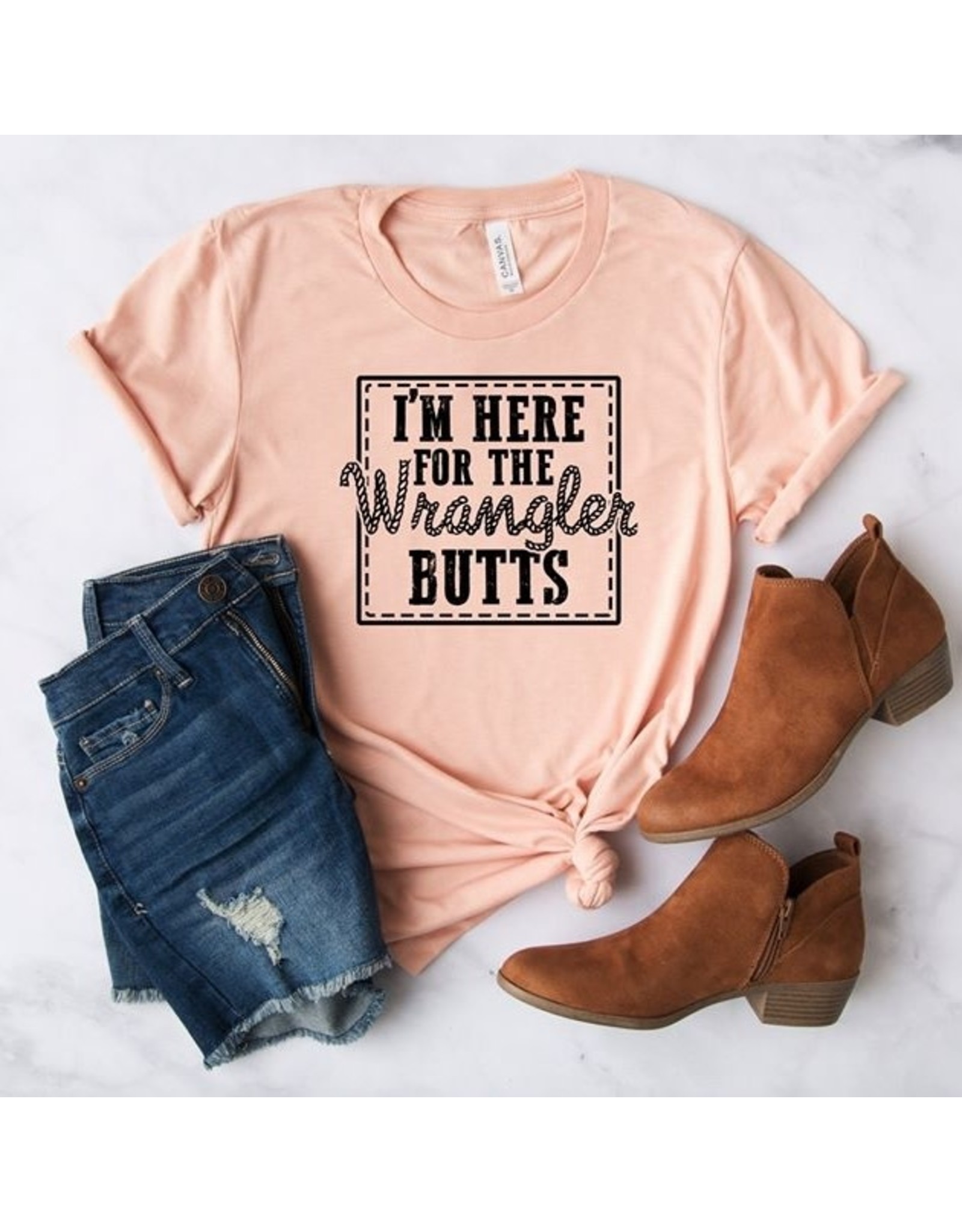 T-shirt- I'm here for wrangler butts-Sunset- X-Large - Medicine Hat Feeding  Company Livestock Supply Store