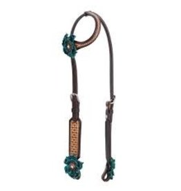 NRS by Circle Y Vintage Turquoise Flower Single Ear Headstall  1012-15-SV