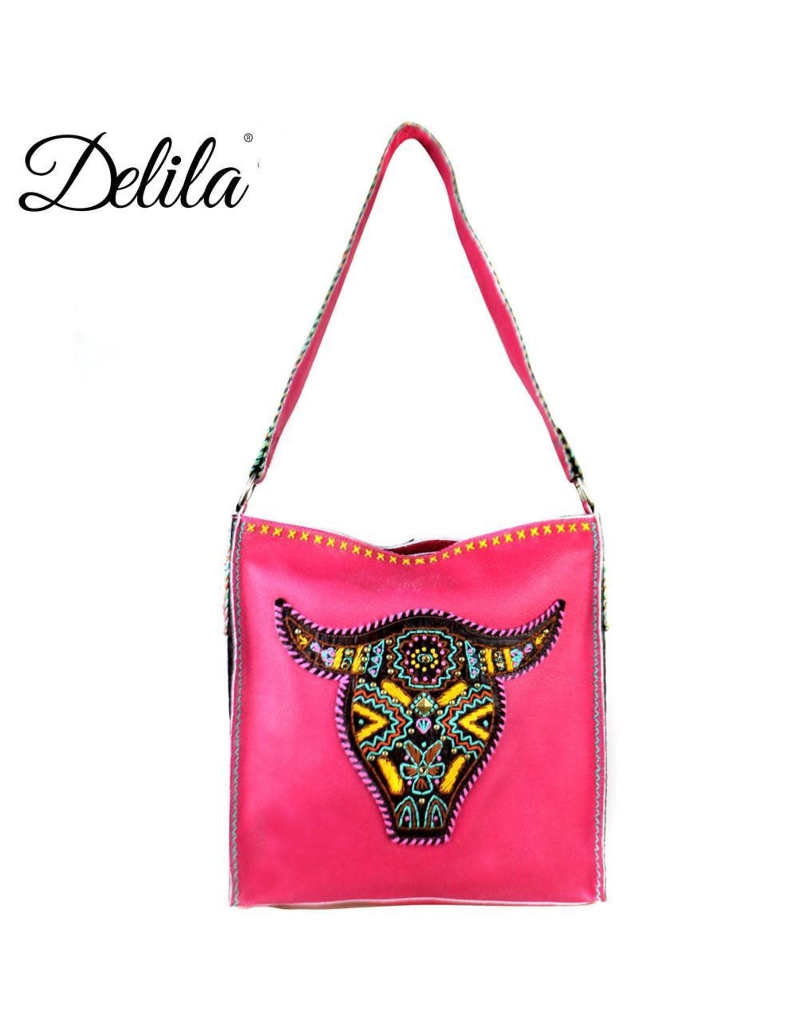 Montana West* Delilia 100% Genuine Leather Hand Embroidered Collection Tote Bag - Hot Pink - LAT-630LHPK