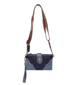 Montana West* 100% Genuine Leather Collection Crossbody/Wristlet - Navy - RLL-024 NY
