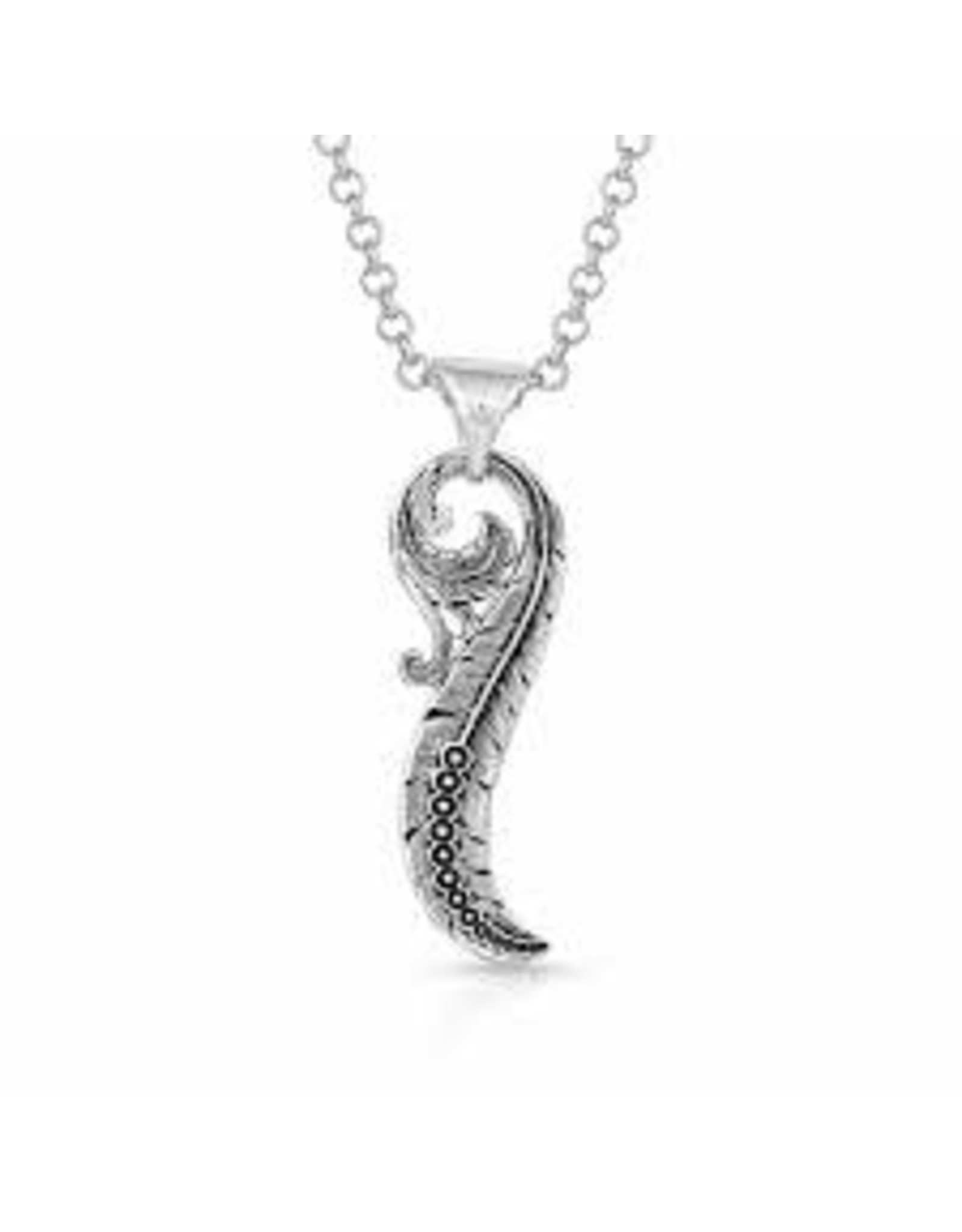 Montana Silversmith Necklace Intwined Feathered -Silver-Blk - NC4837 - Montana Silversmiths