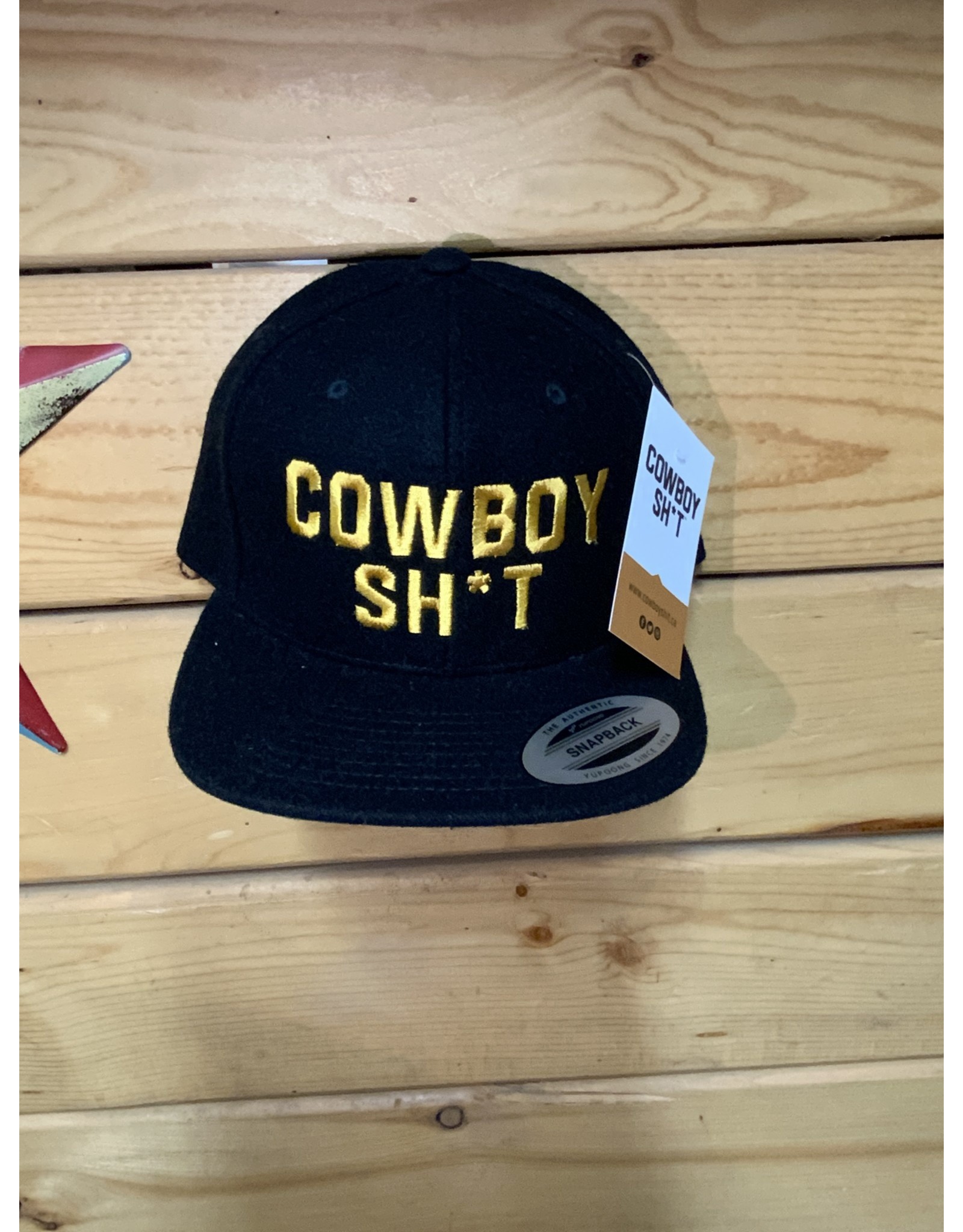 HAT - COWBOY SH*T - Flat Brim -Leduc -  Black/ wool/gold letters -027
