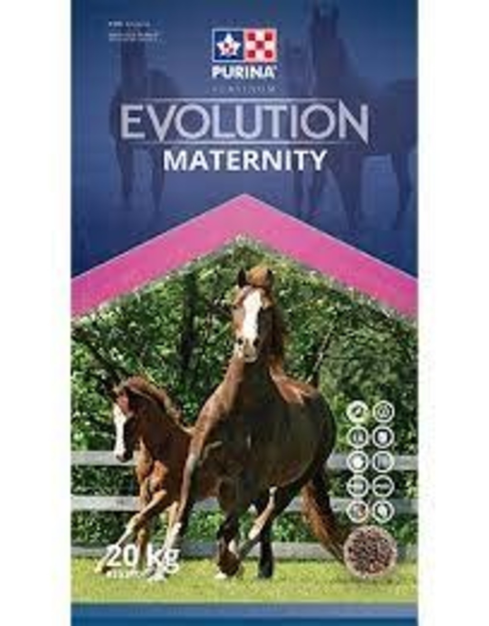 Purina PURINA  EVOLUTION Maternity 20KG- NSC 27.6%,  CP 16.50%, Fat 7%, Fiber 15% -  Gestating, Lactating Mares and Nursing Foals -  CP35210